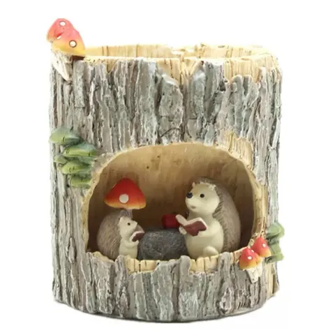 Chậu Gốc cây độc đáo phối chi tiết thú dễ thương,chất liệu Resin cao cấp thương hiệu Roogo deco,trồng cây,cắm nến…