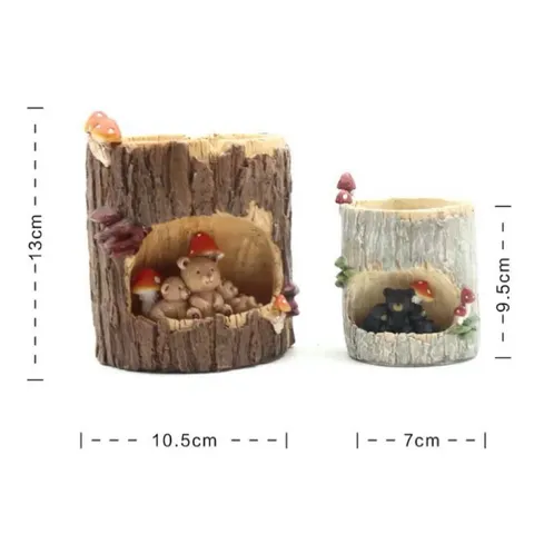 Chậu Gốc cây độc đáo phối chi tiết thú dễ thương,chất liệu Resin cao cấp thương hiệu Roogo deco,trồng cây,cắm nến…