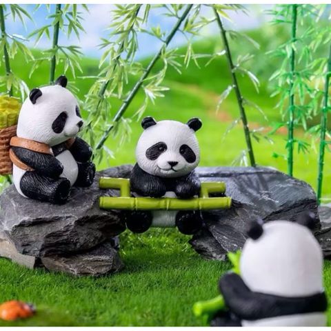 Bộ mô hình gấu trúc Panda ôm tre mini trang trí tiểu cảnh – siêu dễ thương