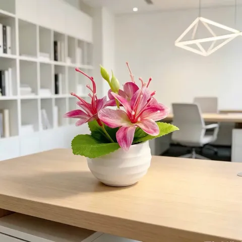Chậu hoa Nhài giả deco trang trí phòng bằng nhựa kích thước khoảng 11.5cm*10cm