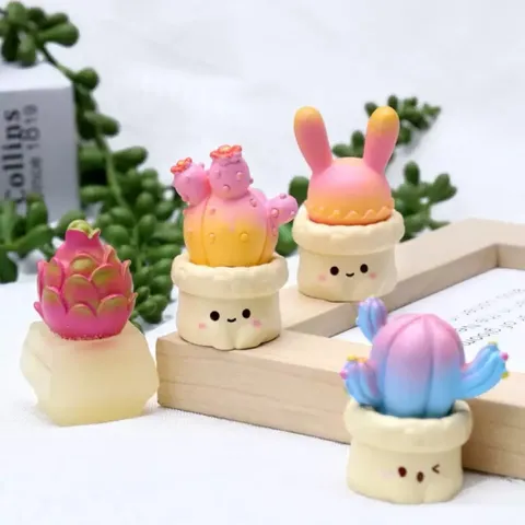 Mô hình chậu sen đá, xương rồng biểu cảm dễ thương bằng nhựa cao cấp - trang trí