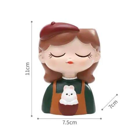 chậu cô gái dễ thương Bằng Resin Cao Cấp thương hiệu Roogo – Decor Bàn Làm Việc ,trang trí,làm quà tặng… kt 11*7,5 cm
