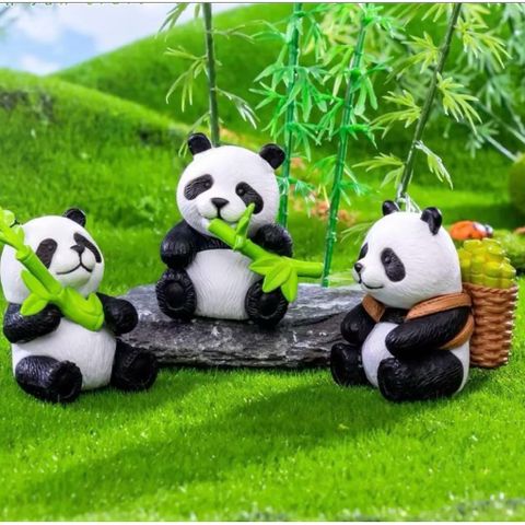 Bộ 8 con mô hình gấu trúc Panda ôm tre mini trang trí tiểu cảnh – siêu dễ thương