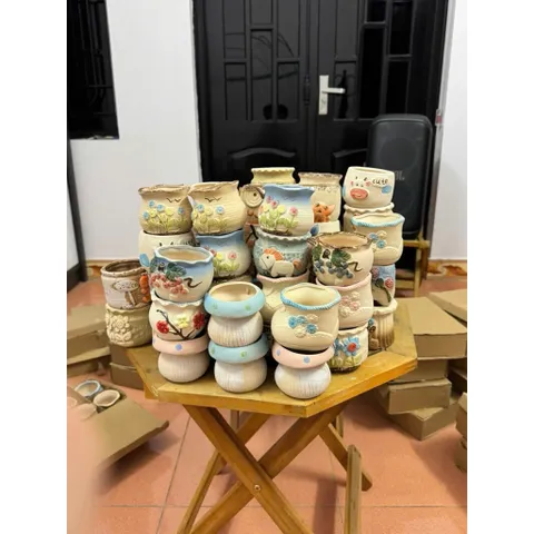 Chậu gốm sứ cao cấp trồng sen đá, xương rồng siêu đẹp kích thước 6*8 cm (bạn chọn mẫu,shop sẽ giao màu mẫu ngẫu nhiên)