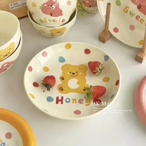 ĐĨA GẤU HOẠ TIẾT CHẤM BI DỄ THƯƠNG