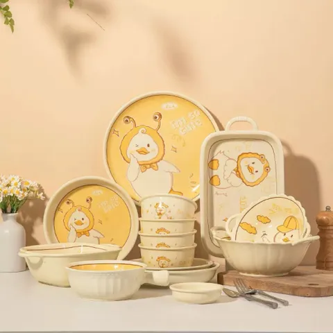 BỘ BÁT ĐĨA VỊT CON NGỘ NGHĨNH