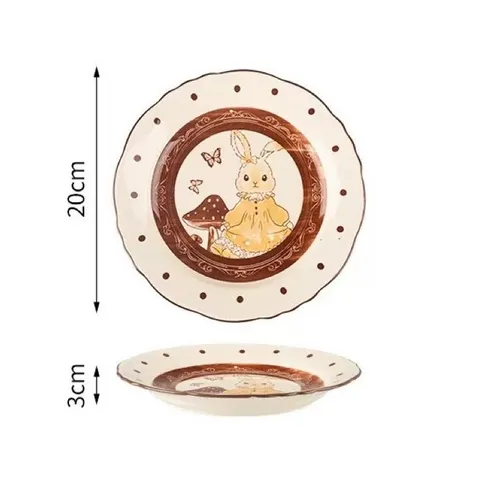 Sét 9 món bộ bát đĩa thỏ nâu vintage