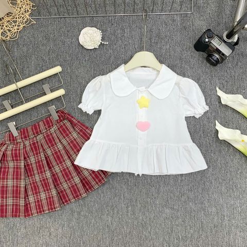 ÁO ĐẦM BÉ GÁI CỔ SEN PHỐI CHÂN VÁY CARO ĐỎ DỄ THƯƠNG – THỜI TRANG HÈ CHO BÉ
