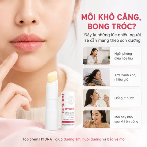 Topicrem Ultra Hydratant Stick Lèvres Son Dưỡng Môi Dưỡng Ẩm Phục Hồi Môi Khô Nứt Nẻ