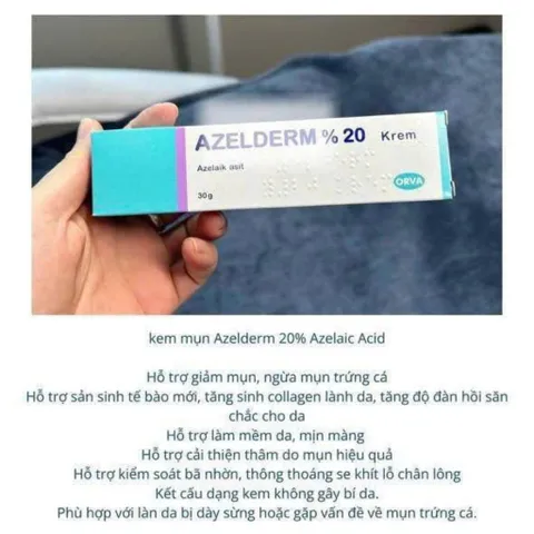 Azelderm 20 Krem thâm đỏ đen lâu năm, dưỡng trắng 30gram