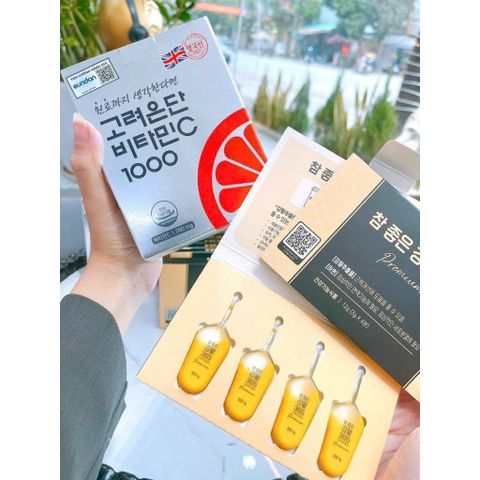 Combo dưỡng trắng da Nghệ Nano Curcumin 365 và vitamin C eundan Hàn Quốc