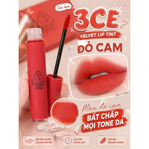Son 3CE Chilike màu đỏ cam mềm mại như nhung