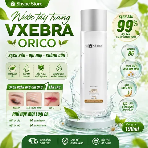 Nước Tẩy Trang Orico Vxebra 190ml - Giải Pháp Làm Sạch Cho Mọi Loại Da, Không Chứa Cồn, Giúp Dưỡng Ẩm và Bảo Vệ Da Khỏe Mạnh