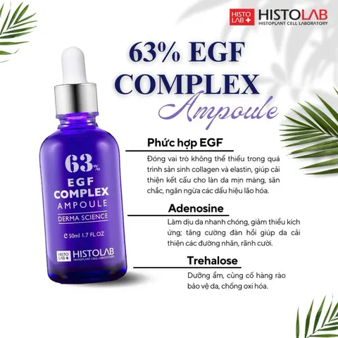 Serum Histolab 63% EGF Complex Ampoule - Tinh Chất Trẻ Hoá Da Chông Lão Hoá 50ml, Phục Hồi Da Mịn Màng, Giảm Nhăn Tích Cực