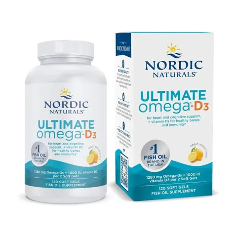 Nordic Naturals Ultimate Omega D3 1280mg + Vitamin D3 1000 IU 120 viên