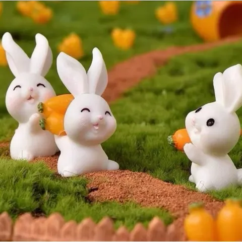 🐰 Set mô hình thỏ mini trang trí tiểu cảnh – Thỏ cà rốt siêu dễ thương