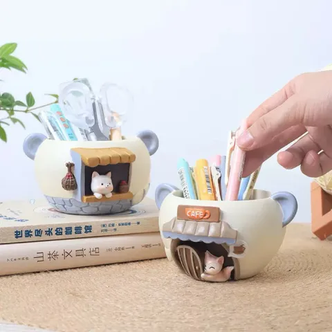 Chậu deco mèo và cáo dễ thương chất liệu Resin cao cấp- trồng sen đá,xương rồng,làm hộp bút,deco phòng,làm quà tặng…