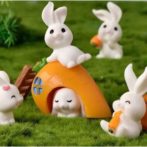 🐰 Set mô hình thỏ mini trang trí tiểu cảnh – Thỏ cà rốt siêu dễ thương