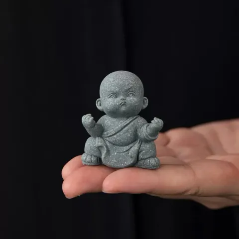 🌿 Bộ 4 Tiểu Hòa Thượng Võ Thuật Mini Decor Đá Sa Thạch 🌿 4.5*3cm