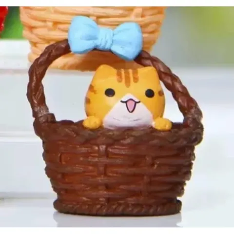 🐱 Mô hình mèo mini trong giỏ – đồ trang trí siêu dễ thương kích thước 3,5*3,5cm