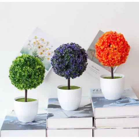 Chậu hoa giả cẩm tú cầu siêu xinh deco kích thước 15*25cm