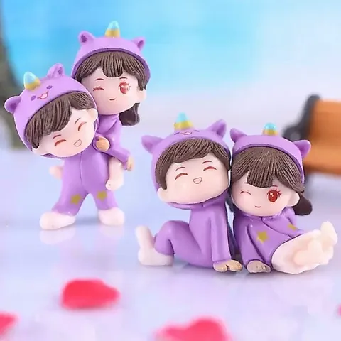 🌟 Mô Hình Cặp Đôi Mini Dễ Thương Trang Trí – Concept Unicorn Tím Siêu Xinh 🌟 kích thước khoảng 4* 6cm