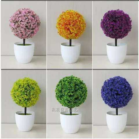 Chậu hoa giả cẩm tú cầu siêu xinh deco kích thước 15*25cm