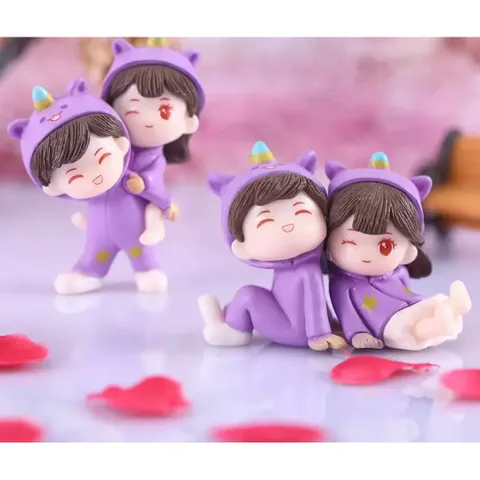 🌟 Mô Hình Cặp Đôi Mini Dễ Thương Trang Trí – Concept Unicorn Tím Siêu Xinh 🌟 kích thước khoảng 4* 6cm