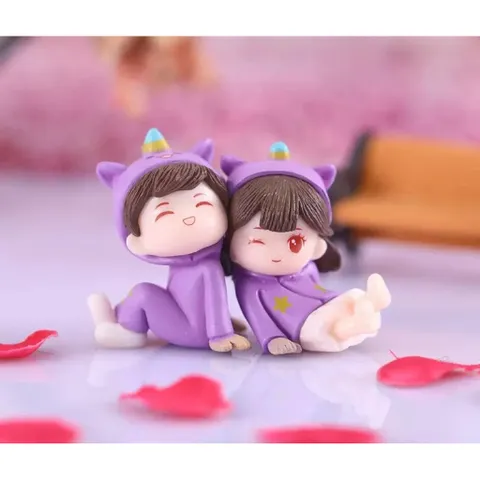 🌟 Mô Hình Cặp Đôi Mini Dễ Thương Trang Trí – Concept Unicorn Tím Siêu Xinh 🌟 kích thước khoảng 4* 6cm