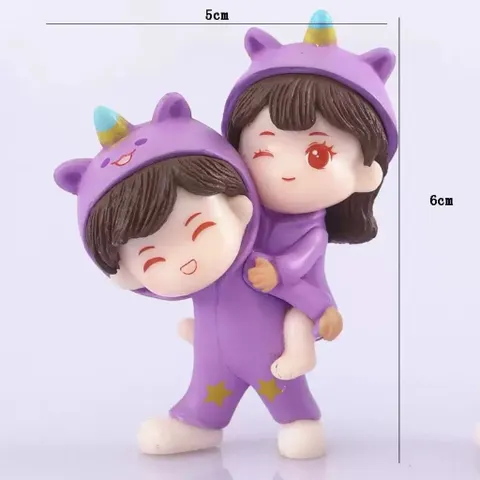🌟 Mô Hình Cặp Đôi Mini Dễ Thương Trang Trí – Concept Unicorn Tím Siêu Xinh 🌟 kích thước khoảng 4* 6cm
