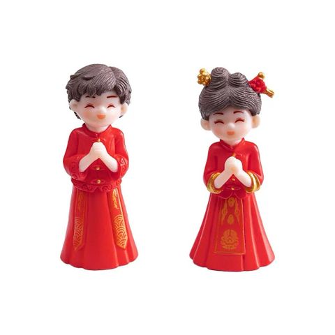 Mô hình cặp đôi tân lang tân nương phong cách cổ trang Trung Hoa deco ấn tượng bằng nhựa cao cấp kích thước 6.2*3 cm