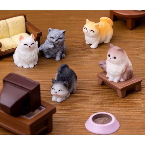 Mô hình quàng thượng mèo siêu dễ thương bằng nhựa cáo cấp deco kích thước từ 2 đến 3 cm