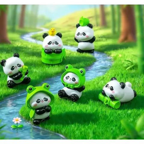 Bộ mô hình gấu trúc panda trang trí tiểu cảnh dễ thương, nhựa cao cấp