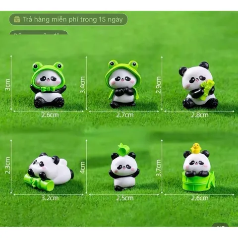 Bộ mô hình gấu trúc panda trang trí tiểu cảnh dễ thương, nhựa cao cấp