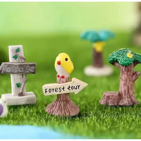 Mô hình chim nhỏ bảng chỉ đường mini “Forest Tour” – phụ kiện trang trí tiểu cảnh, terrarium kích thước 4*2,6cm