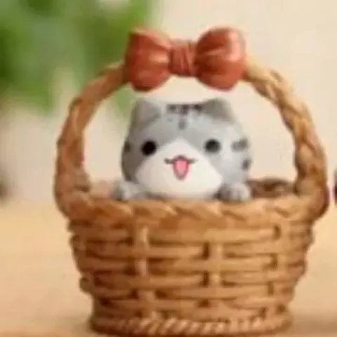 🐱 Mô hình mèo mini trong giỏ – Phụ kiện trang trí tiểu cảnh siêu dễ thương