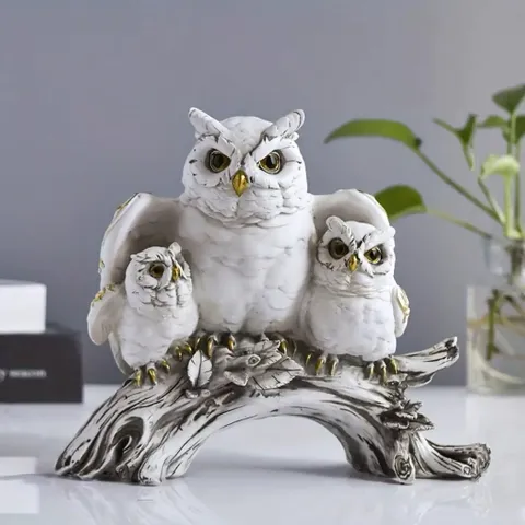 🦉 Mô Hình Chim Cú Gia Đình Trang Trí , đôi cánh bảo vệ – Decor Sang Trọng, Ý Nghĩa May Mắn kích thước 19,5 * 16*,5 cm