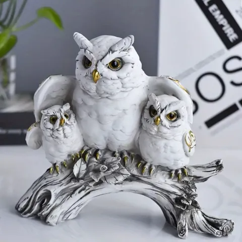 🦉 Mô Hình Chim Cú Gia Đình Trang Trí , đôi cánh bảo vệ – Decor Sang Trọng, Ý Nghĩa May Mắn kích thước 19,5 * 16*,5 cm