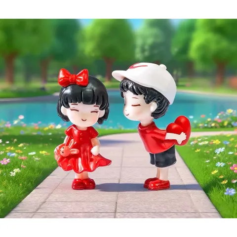 Mô hình cặp đôi trái tim màu đỏ cute trang trí ô tô, tiểu cảnh,bàn học…bằng nhựa cao cấp