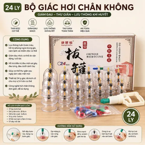 Bộ Giác Hơi Chân Không 24 cốc và 32 cốc Không Dùng Lửa | Giác Hơi Dùng Tri Liệu Giúp Thư Giãn Đả Thông Kinh Lạc