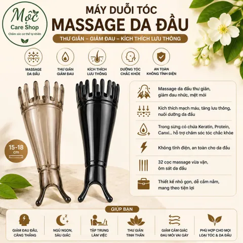 Lược gội đầu sừng, lược massage đầu dưỡng sinh thúc đẩy mọc tóc, làm sạch da đầu -mc