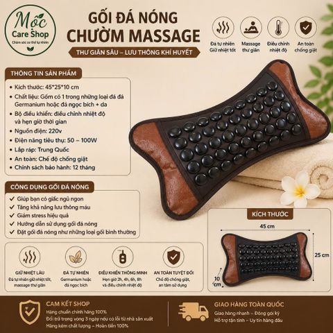 GỐI ĐÁ NÓNG GIÚP LƯU THÔNG KHÍ HUYẾT , LÀM GIẢM ĐAU CỔ VAI GÁY, HỒNG NGOẠI CAO CẤP( Bảo Hành 12 tháng)