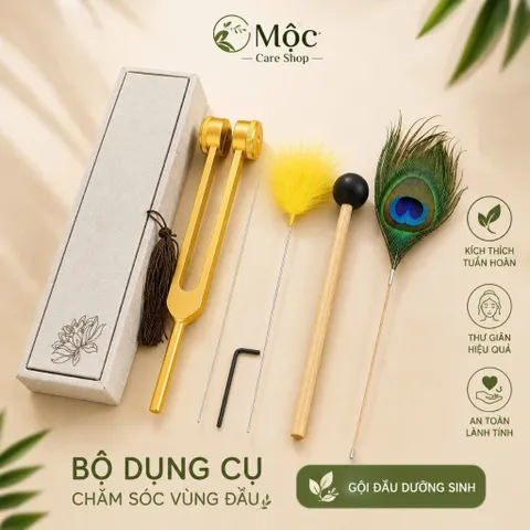 Bộ gõ lông công dùng trong gội dưỡng sinh trung hoa spa fun hộp MC1