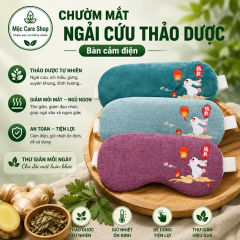 Chườm Mắt Ngải Cứu Cắm Điện, Túi Chườm Mắt Thảo Dược Cao Cấp, Túi Chườm Nóng Mắt
