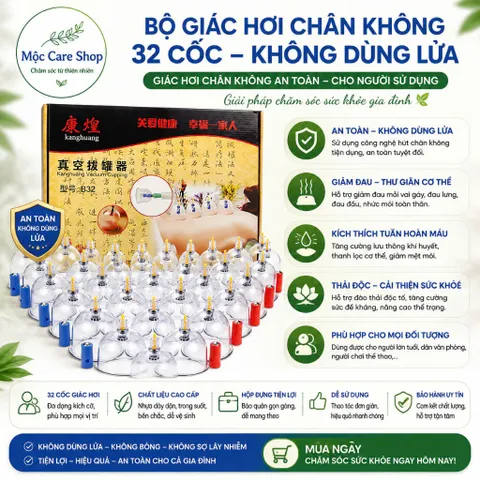 ộ giác hơi chân không 32 Ly  bộ giác hơi không dùng lửa hỗ trợ đau lưng nhức mỏi.