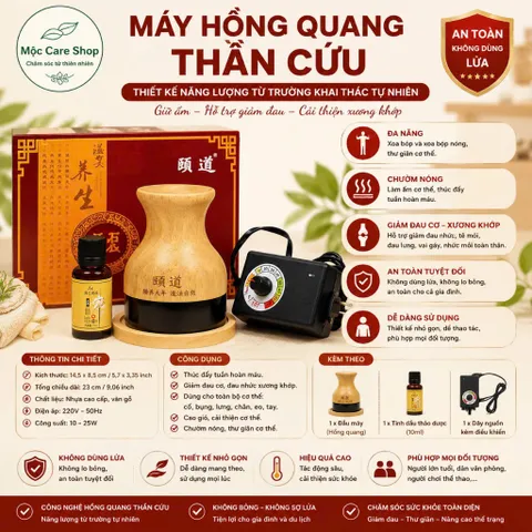Cốc Hồng Quang Thần Cứu, Cốc ĐÁ ĐEN Massage Body Máy Đả Thông Kinh Lạc Có Đèn Hồng Ngoại