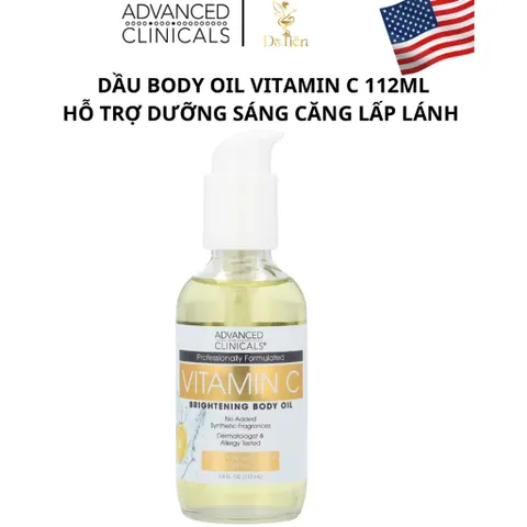 [MỸ] Dầu dưỡng thể Vitamin C Body Oil Advanced Clinicals ml làm sáng bóng da và phục hồi vẻ rạng rỡ cho làn da xỉn màu.