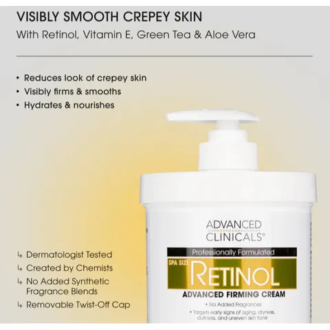 [MỸ] Kem Retinol Advanced Clinicals 454g DƯỠNG CHỐNG LÃO HOÁ DA NGỪA CHỨNG VIÊM NANG LÔNG GIÚP TRẮNG MỊN SĂN CHẮC