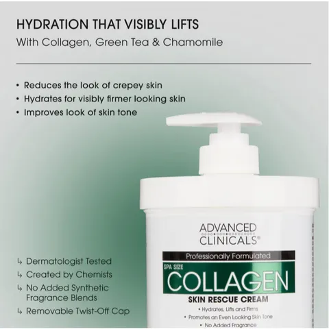 [MỸ] Kem Dưỡng Thể Collagen  Advanced Clinicals 454g giúp da săn chắc mịn màng và đều màuàu.