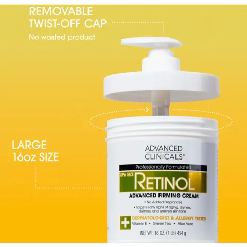 [MỸ] Kem Retinol Advanced Clinicals 454g DƯỠNG CHỐNG LÃO HOÁ DA NGỪA CHỨNG VIÊM NANG LÔNG GIÚP TRẮNG MỊN SĂN CHẮC